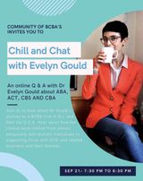 Event flyer for Chill and Chat with Evelyn Gould